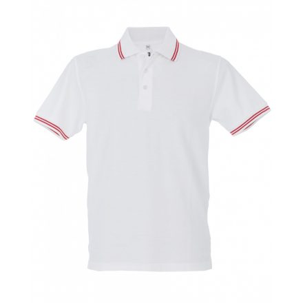 James Ross Paris Man galléros póló JR-99290 white/red XL