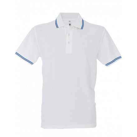 James Ross Paris Man galléros póló JR-99290 white/royal XL