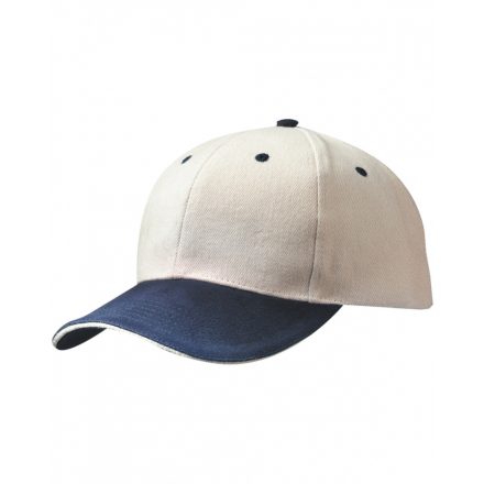 Myrtle Beach 6 paneles szendvics baseballsapka MB024 beige/navy/beige one size