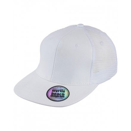 Myrtle Beach 6 Panel Flat Peak Cap trucker baseballsapka MB6509 white one size