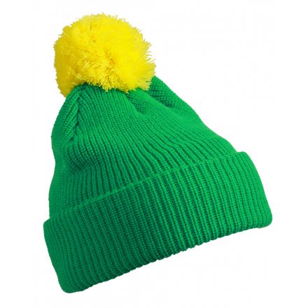 Myrtle Beach Pompon Hat with Brim MB7967 ferngreen/yellow one size