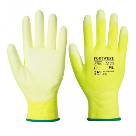 Portwest A120 - Nylon kesztyű PU tenyérmártott - 9/L - sárga