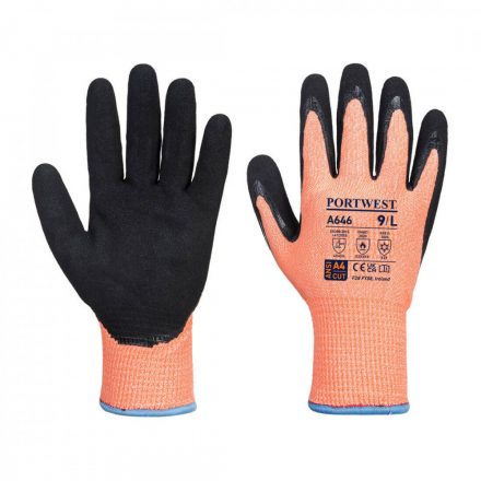 Portwest Vis-Tex Winter HR Cut nitril kesztyű A646 - narancs/fekete - 3XL