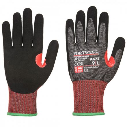 Portwest AHR13 F Dark Nitrile Cut kesztyű A672 - fekete - S