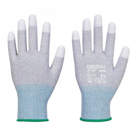 Portwest MR13 ESD PU Fingertip  (12 pár) A698 - szürke / fehér - XL