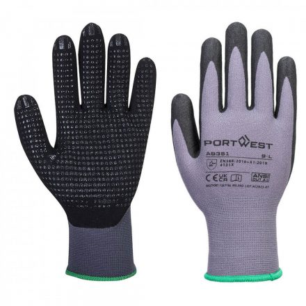 Portwest Grip 15 nitril pöttyös kesztyű (12 pár) AB351 - szürke/fekete - L