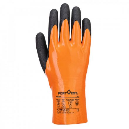 Portwest Grip 15 nitril kesztyű AP36 - narancs/fekete - L