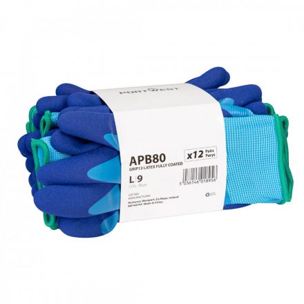 Portwest Grip 13 Latex teljesen bevont kesztyű (12 pár) APB80 - kék - L