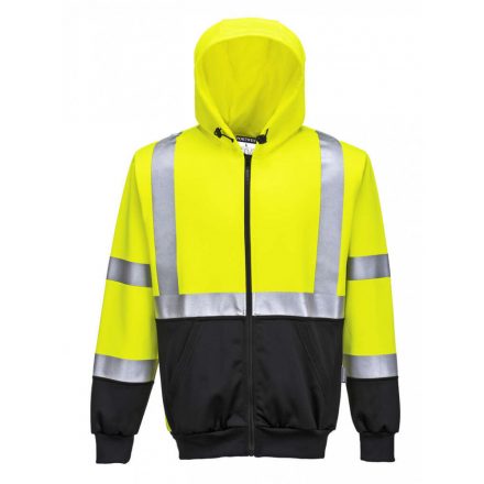 Portwest B315 - Hi-Vis kéttónusú kapucnis pulóver - L - sárga/fekete