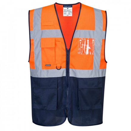 Portwest Hi-Vis kéttónusú MeshAir Executive mellény C377 - narancs / tengerészkék - 2XL