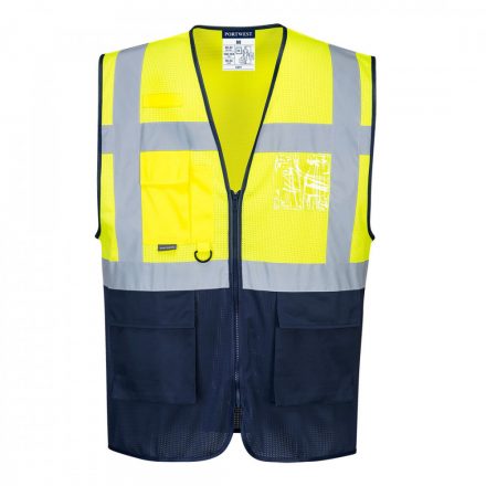 Portwest Hi-Vis kéttónusú MeshAir Executive mellény C377 - sárga / tengerészkék - 3XL