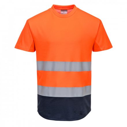 Portwest Kéttónusú Mesh póló C395 - narancs / tengerészkék - 2XL