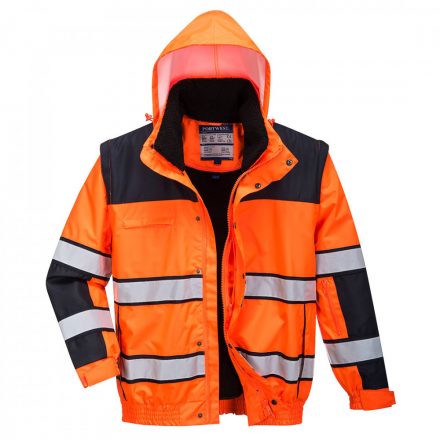 Portwest Hi-Vis Classic Bomber munkavédelmi dzseki C466 - narancs/fekete - 4XL