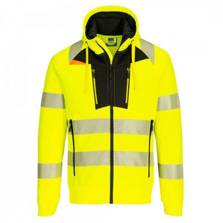 Portwest DX4 Hi-Vis kapucnis pulóver DX477 - sárga / fekete - L