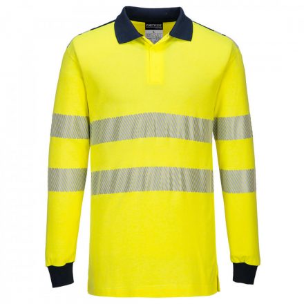 Portwest WX3 FR Hi-Vis Polo Shirt FR702 - sárga / tengerészkék - XL