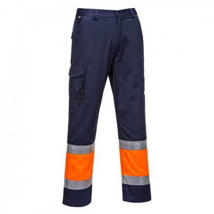 Portwest Hi-Vis könnyű, kéttónusú Combat nadrág L049 - narancs / tengerészkék - L