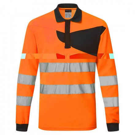 Portwest PW2 Hi-Vis Polo Shirt L/S PW220 - narancs/fekete - 4XL