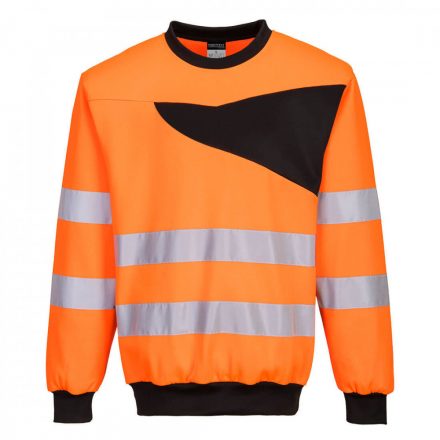 Portwest PW2 Hi-Vis Crewneck Sweatshirt PW277 - narancs/fekete - L