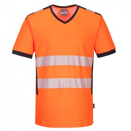 Portwest PW3 Hi-Vis V-nyakú póló PW310 - narancs/fekete - 4XL