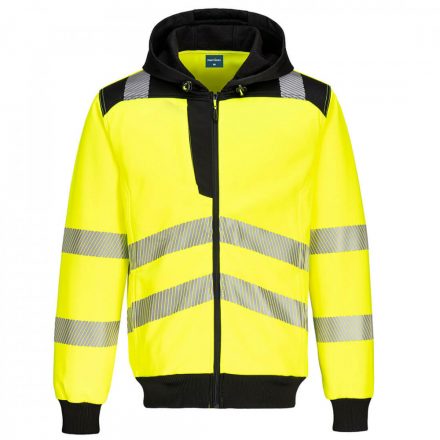 Portwest PW3 Hi-Vis zippzáras kapucnis pulóver PW327 - sárga / fekete - 5XL