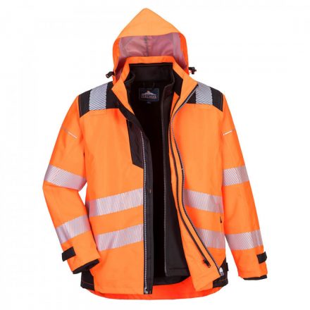 Portwest PW3 Hi-Vis 3-in-1 kabát PW365 - narancs/fekete - 4XL