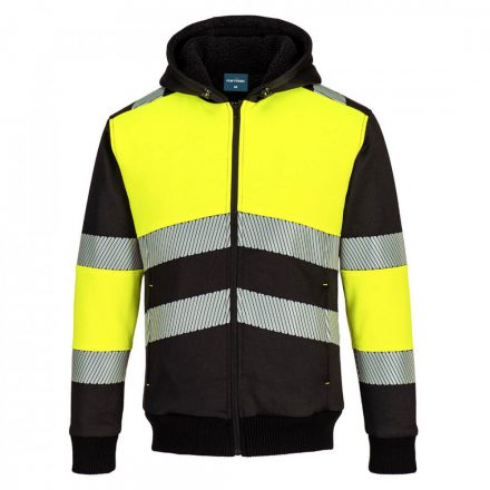 Portwest PW3 Class 1 zippzáros téli kapucnis pulóver PW377 - sárga / fekete - 3XL