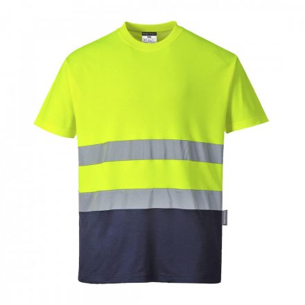 Portwest Hi-Vis kontraszt pólóing S173 - sárga / tengerészkék - 4XL