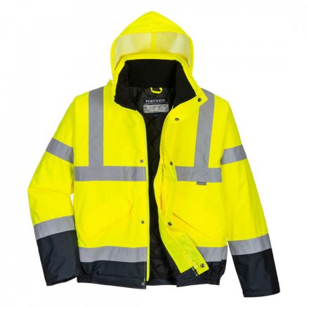 Portwest Hi-Vis kéttónusú bomber kabát S266 - sárga / tengerészkék - XS