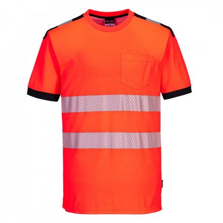 Portwest Jól láthatósági Vision póló T181 - piros/fekete - 2XL