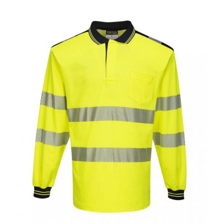 Portwest T184 - PW3 Hi-Vis hosszú ujjú pólóing - L - sárga/fekete