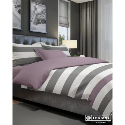 The One Towelling Stripe King Size ágynemű szett T1-BSTRIPE240 dark-grey/plum 240x220 cm